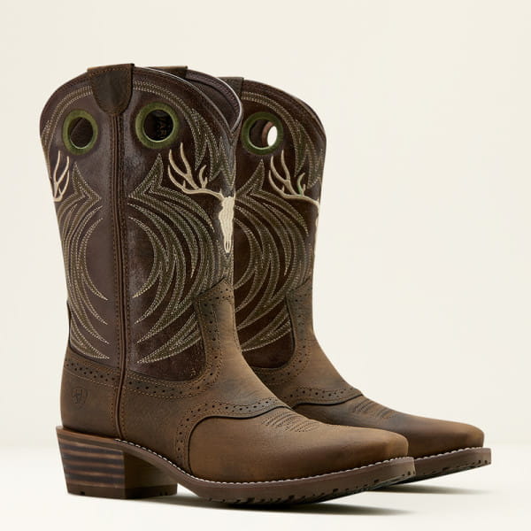 Ariat Mens Hybrid Roughstock Antler Cowboy Boot wild taupe