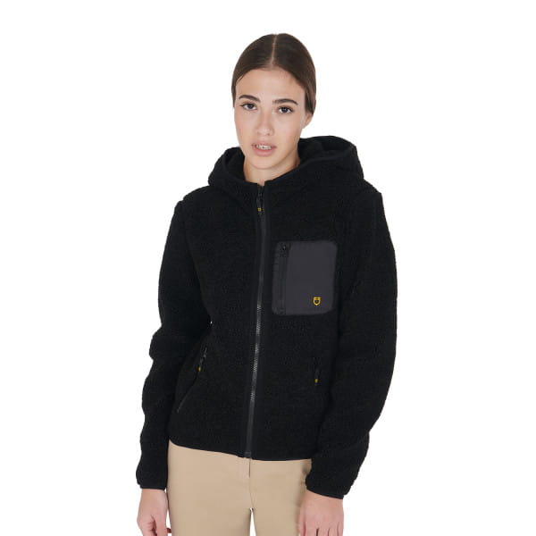 Equestro Woman Teddy Full Zip Jacket with Hood black