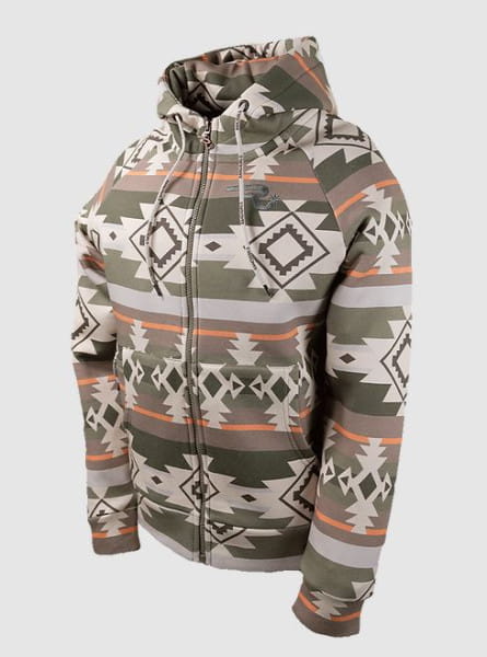 Ranchgirls Hooded Sweat Jacket SHIRLEY aztec|khaki