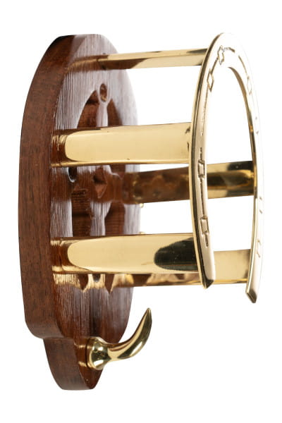 Trensenhalter Hufeisen- aus Holz und Messing