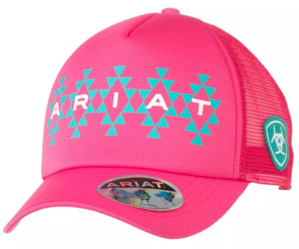 Ariat Youth Girls Baseball Cap Ponyflo Logo Hot Pink