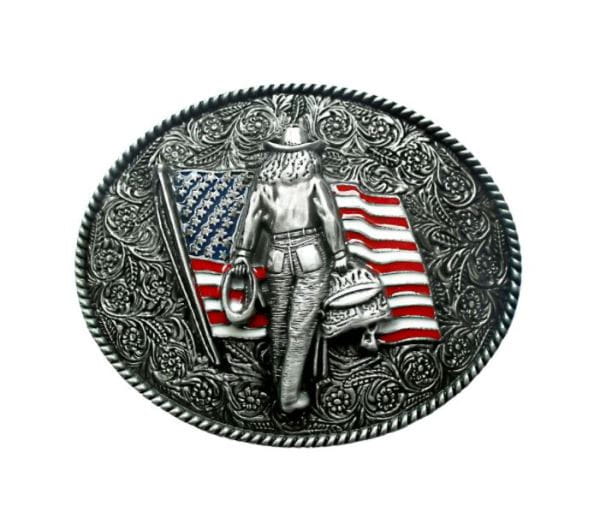 Buckle- USA Flag Cowgirl