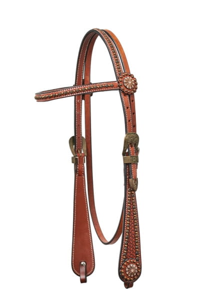 Horsemans´s Tack Browband Kopfstück Daisy Copper Dots