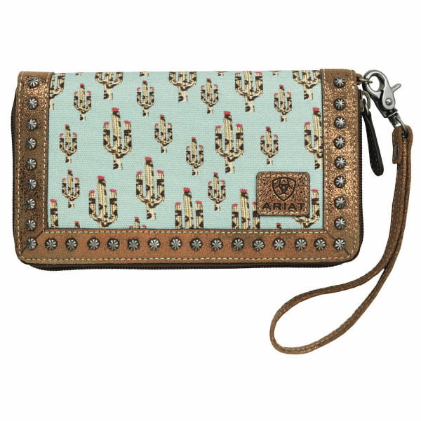 Ariat Western Wallet Womens Cacti Clutch Wristlet Turquoise